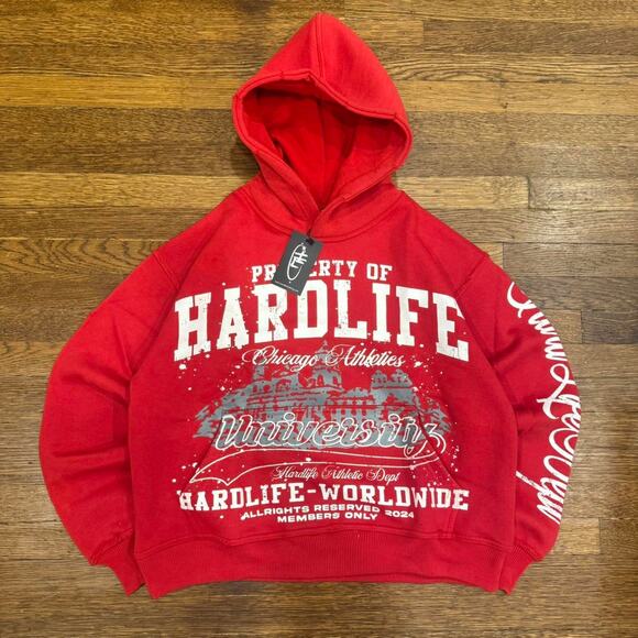 (S) Hardlife University Hoodie - Red (New with TAGS) - Picture 1 of 6